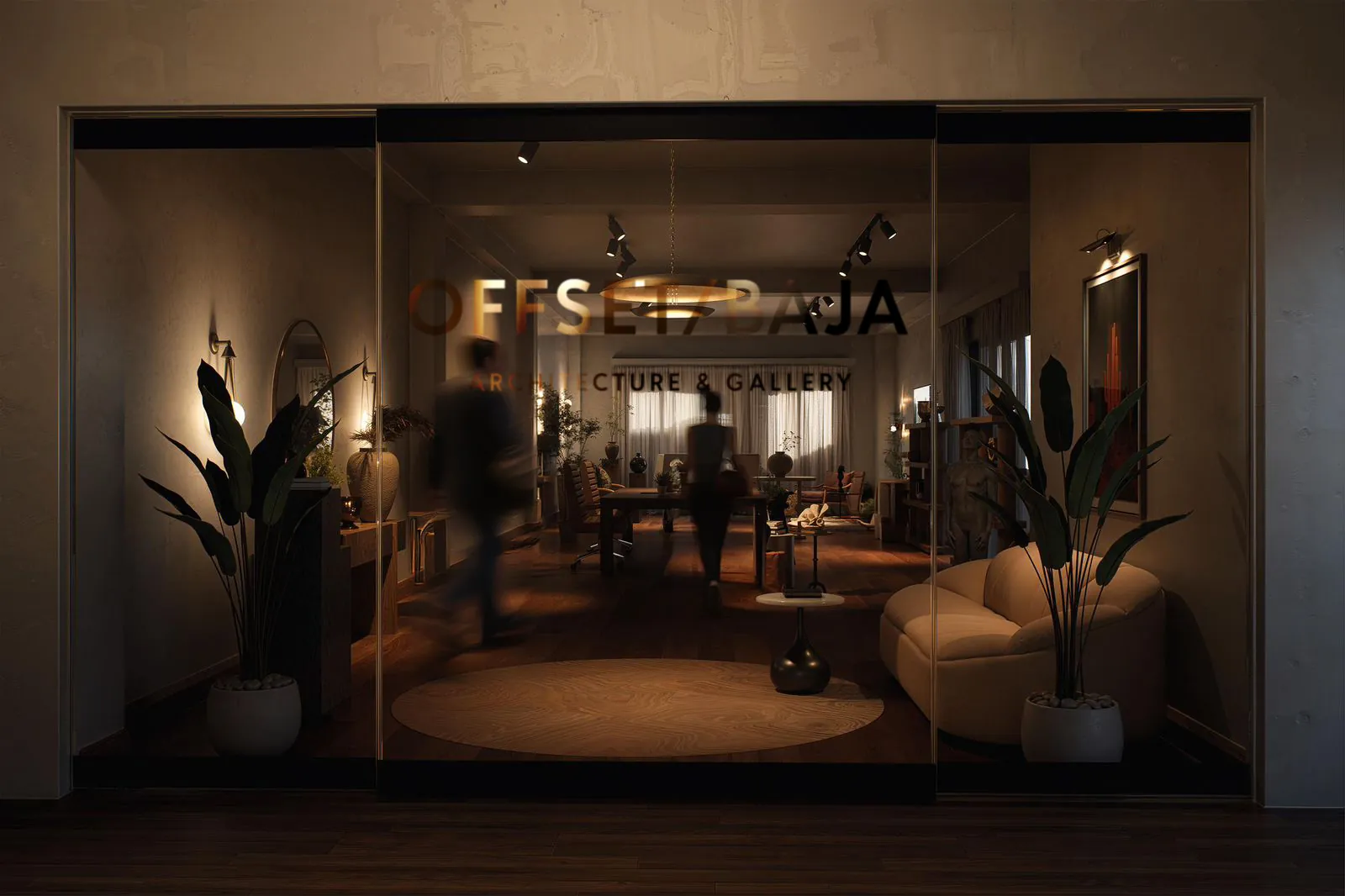 OFFSET / BAJA showroom at night